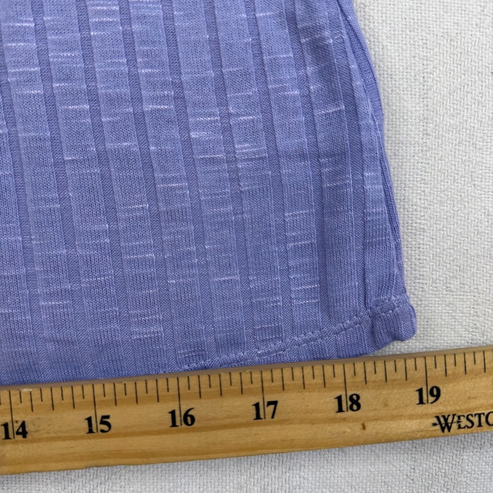 Vintage America Slub Ribbed Tee Blue Short Sleeve Crew Neck Top Womens Medium - Picture 4 of 8
